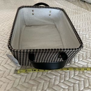 Farmhouse, ,Black and tan houndstooth storage bin.